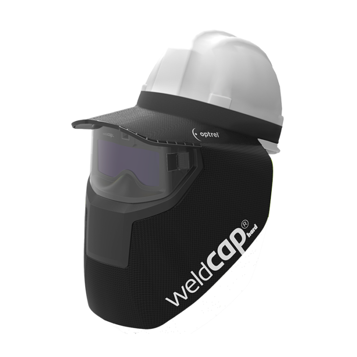 Optrel Weldcap Hard is compatible with standard hard hats and can accommodates the use of ear muffs.