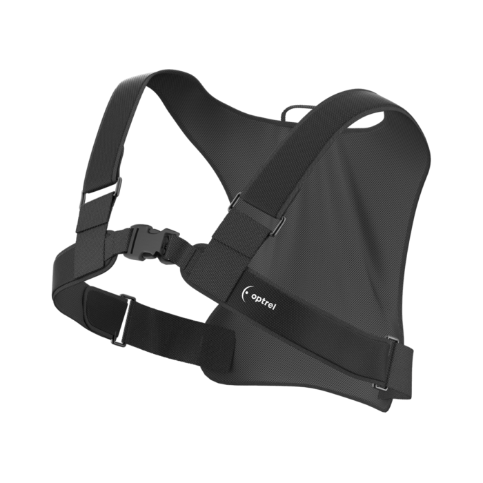 Back view of the Shoulder Harness Replacement for Swiss Air Respirator showing the adjustable straps and lock clip.